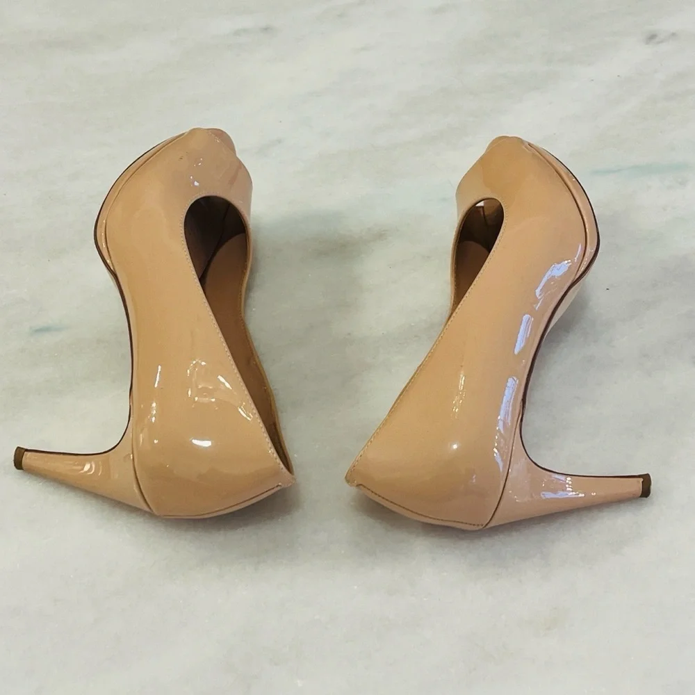Cole Haan 2 Pairs 360 Drado Nude Black Patent Leather Peep-Toe Heels Size 7.5